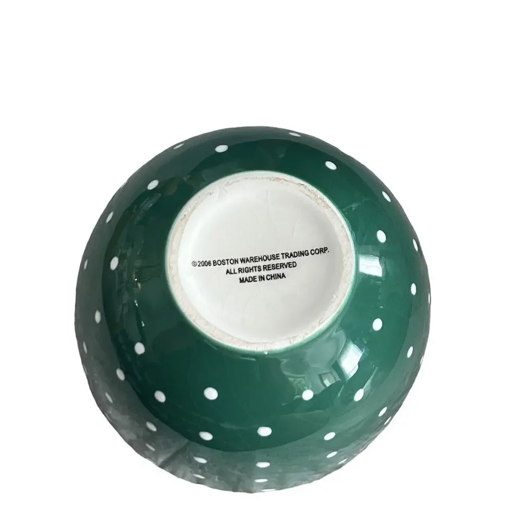 Boston Warehouse Trading Corp. Green with White Polka Dots Bowl 2006 Cute